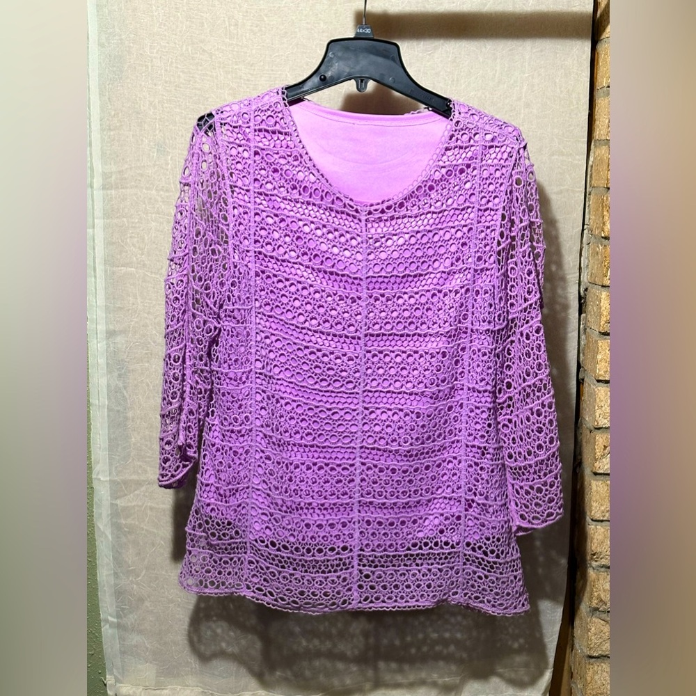 Christopher and Banks Lacey top with solid under-tank.
